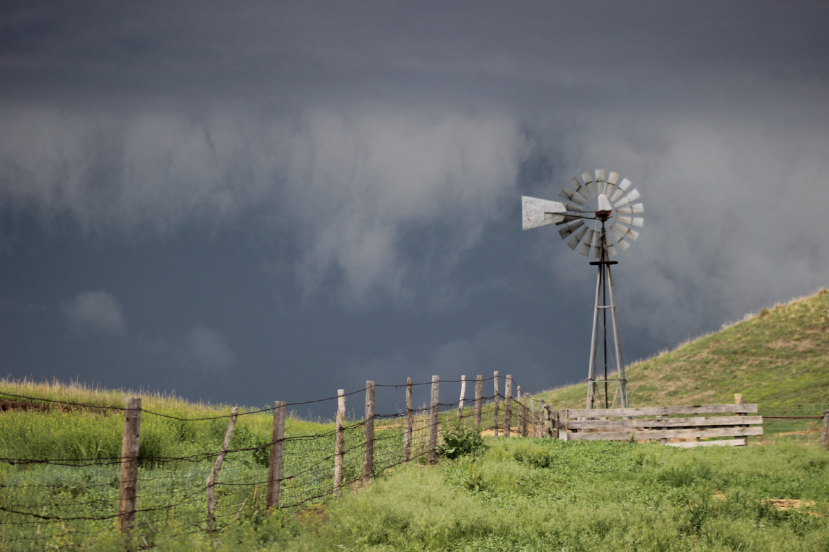 A June storm approaches from the west